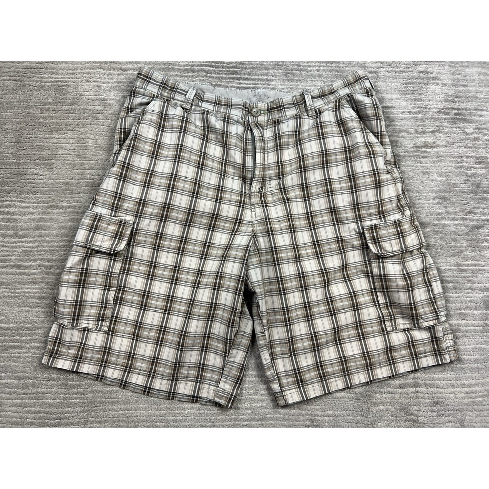 Indigo Palms Cargo Shorts Mens 38 Multicolor Plaid Cotton Blend Outdoor Workwear